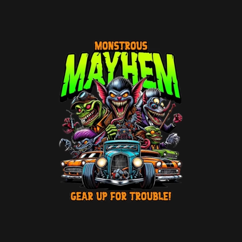 Monstrous Mayhem: Hot Rod Monsters Racing Retro Design Male Long Sleeve T-Shirt