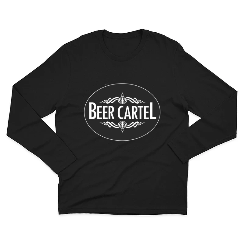 Elegant Black and White Beer Cartel Logo with Ornamental Frame Male Long Sleeve T-Shirt