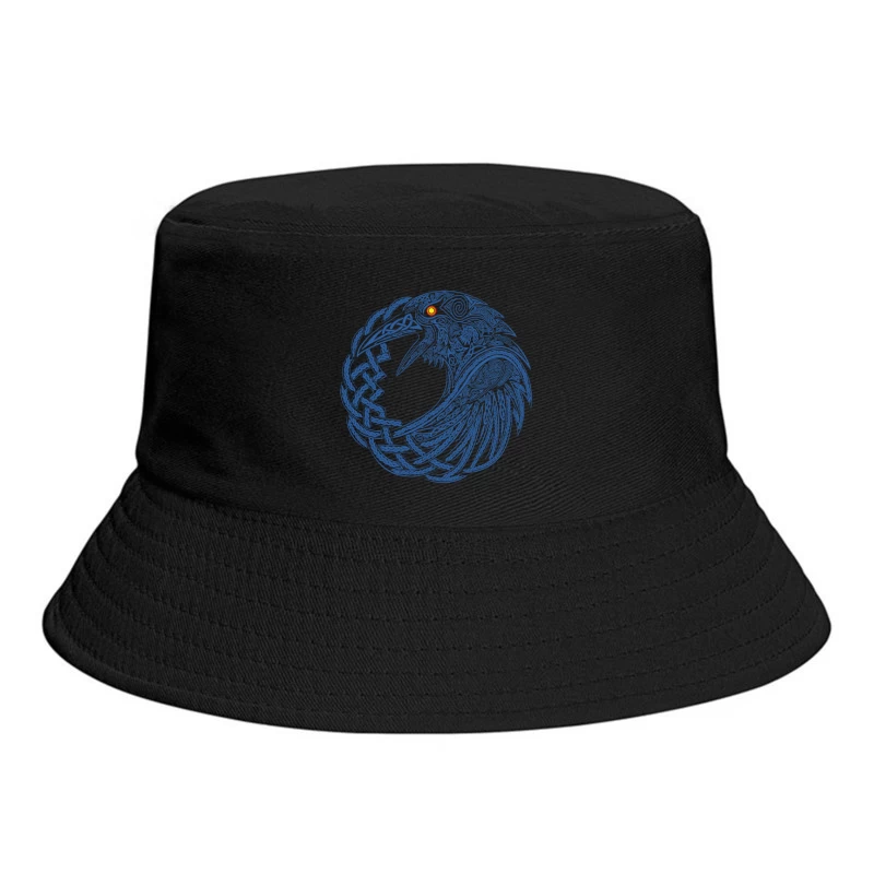 Intricate Celtic Knotwork Raven Illustration Bucket Hat