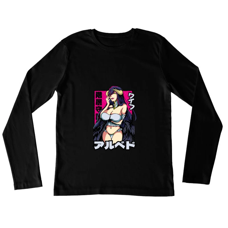 Anime-Charakter mit Hörnern im dunklen Stil Damen Langarm T-Shirt