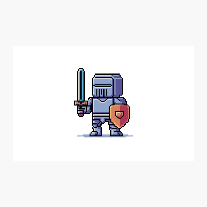 Pixelated Medieval Knight with Sword and Shield Travel Mug