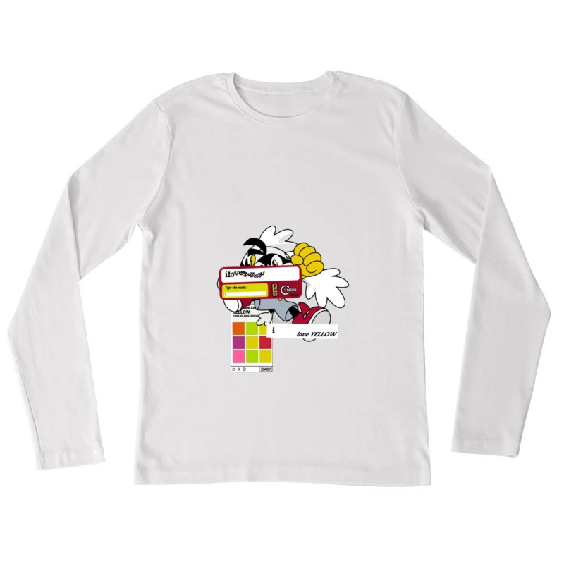 Amour du jaune et design de bande dessinée Femme Manches Longues T-Shirt