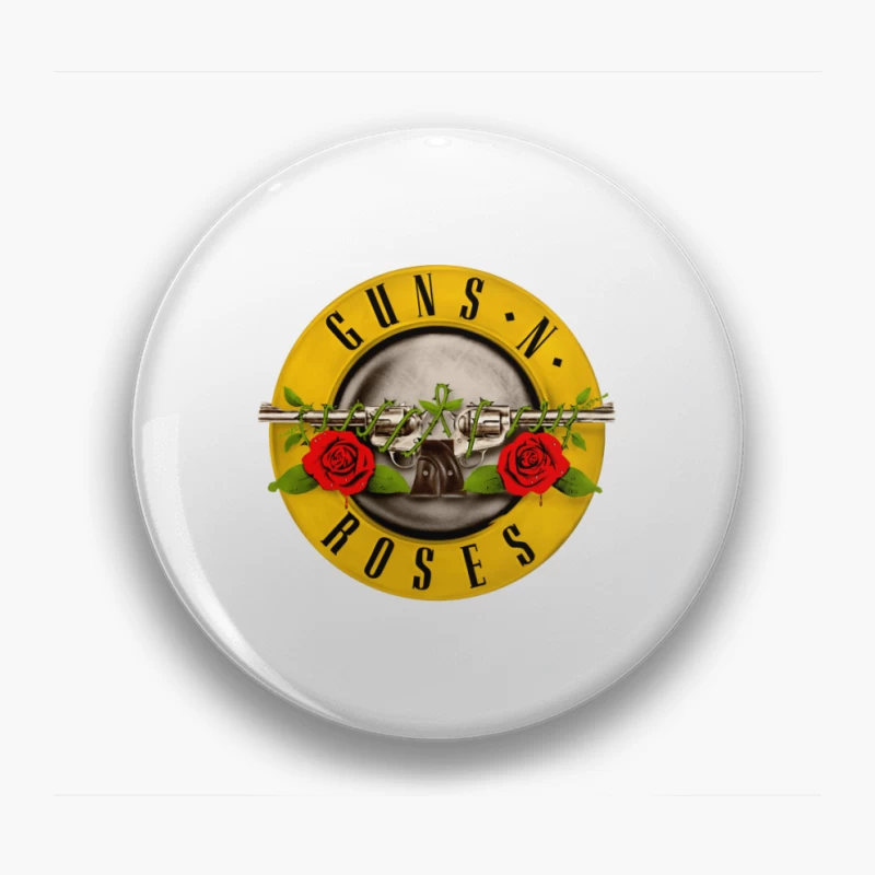 Guns N' Roses Classic Rock Band Logo with Pistols and Roses Pin