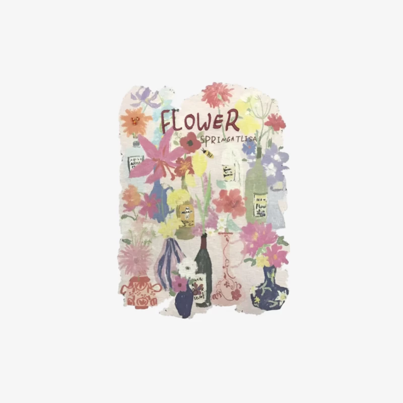 Fleurs de printemps dans des bouteilles de vin Homme Manches Longues T-Shirt