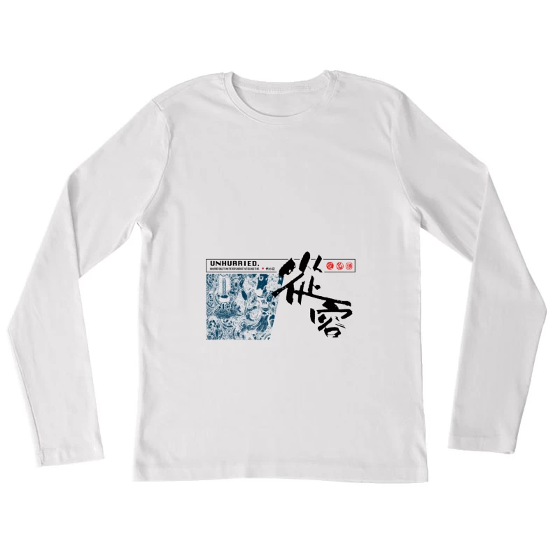 Asiatisches Kunstdesign mit Schriftzeichen Damen Langarm T-Shirt