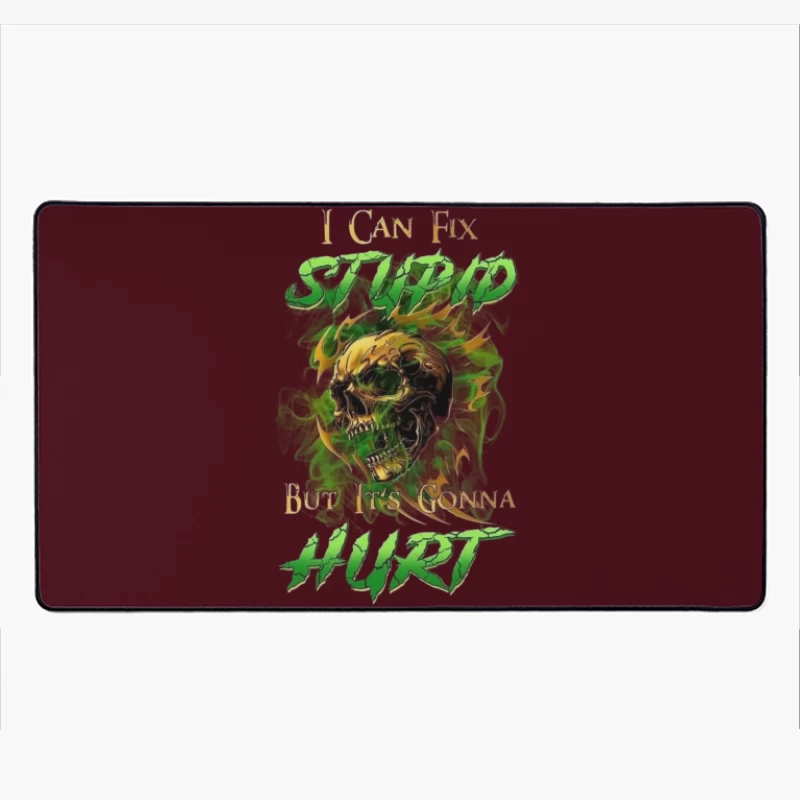 Edgy Motivational Skull Art Desk Mat
