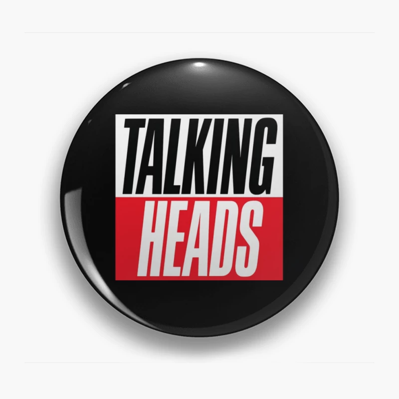 Talking Heads Classic Band Logo Design in Black and Red Typography Pin