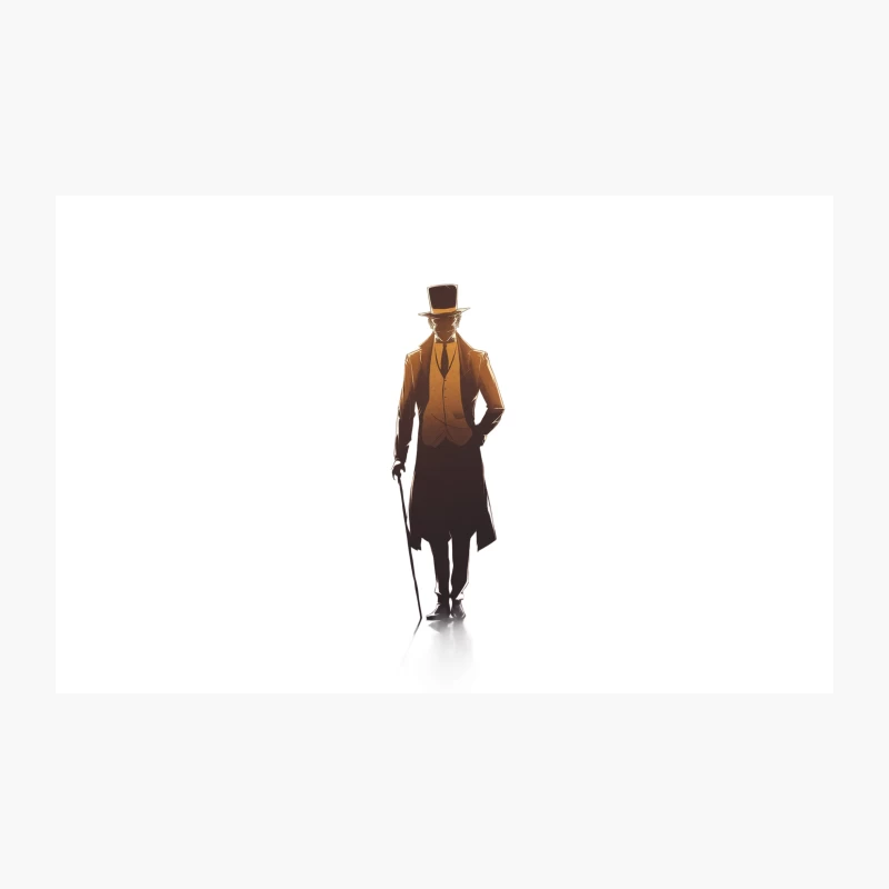 Elegant Vintage Gentleman Silhouette with Top Hat and Cane Travel Mug