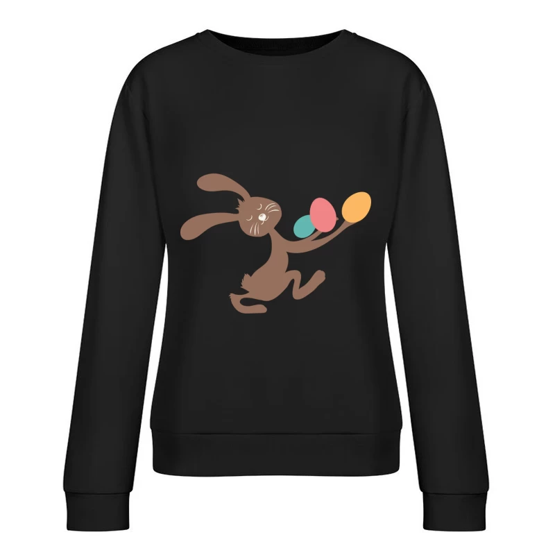 Lapin jouant avec des œufs colorés Femme Sweat-shirt à enfiler