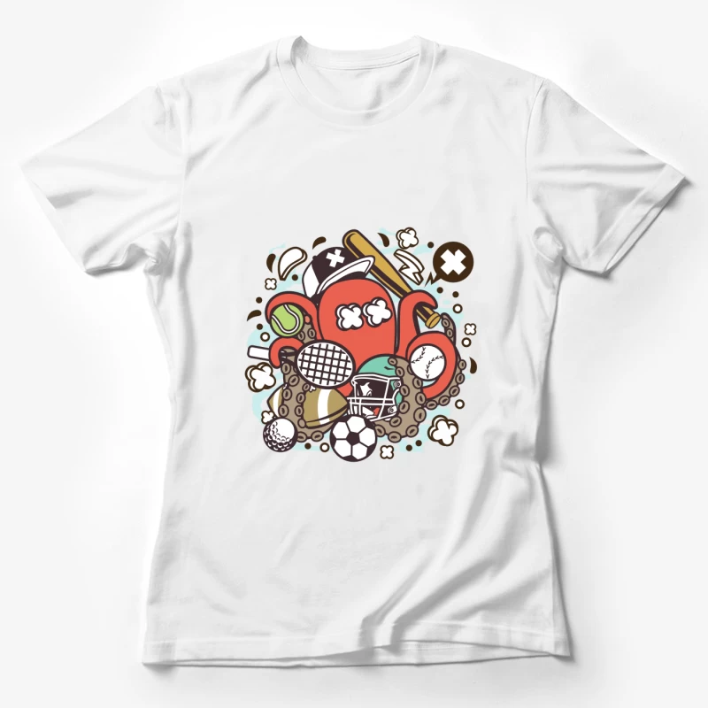 Octopus sportif avec balles et équipement Femme T-Shirt