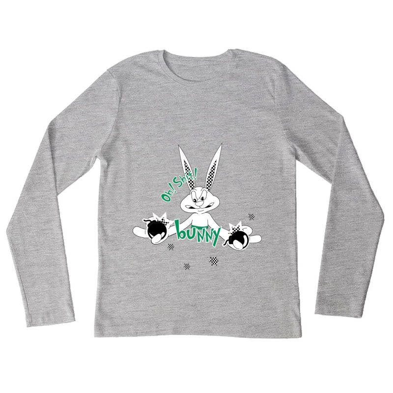 Comic-Hase mit Bomben Damen Langarm T-Shirt
