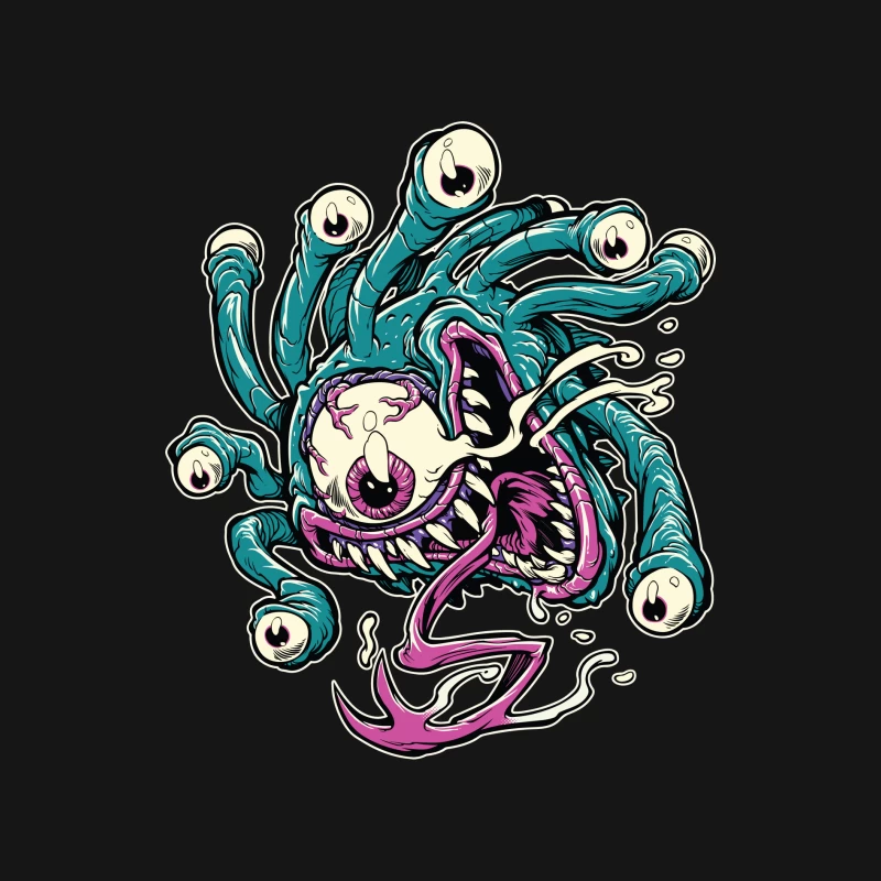 Colorful Cartoon Monster with Tentacles and Eyes Male Long Sleeve T-Shirt