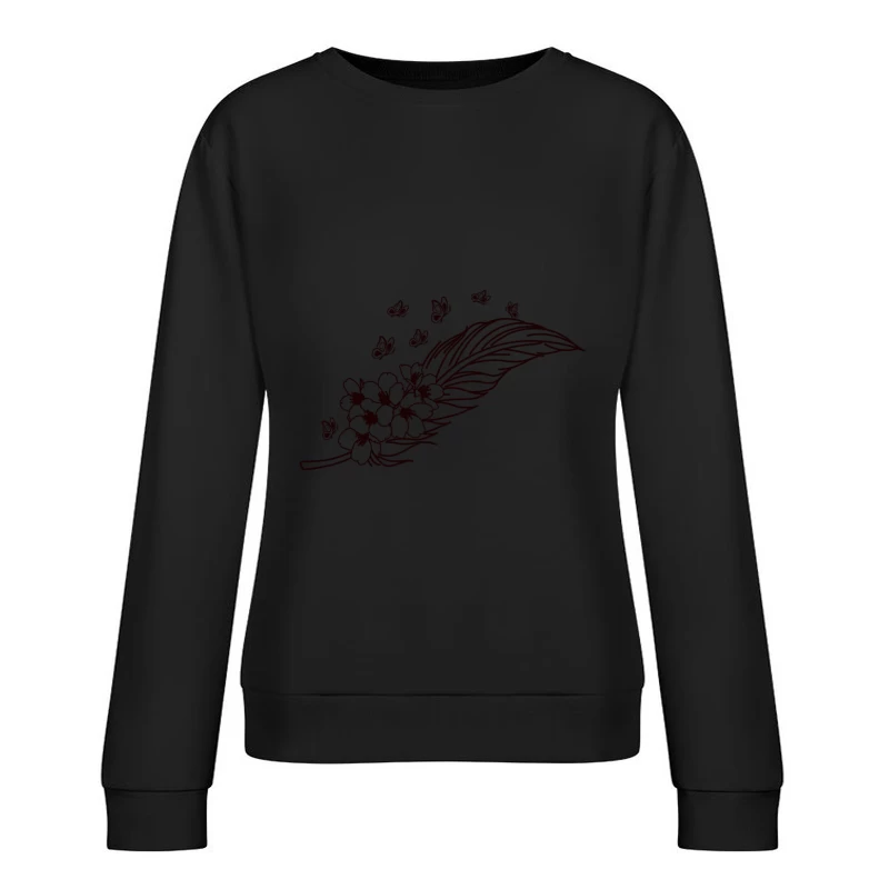 Florales Design mit Schmetterlingen Damen Pullover Sweatshirt