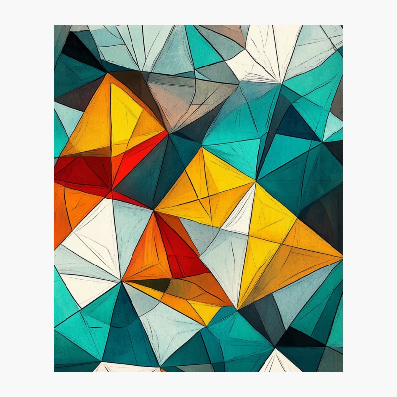 Vibrant Geometric Abstract Triangular Pattern Cotton Tote Bag