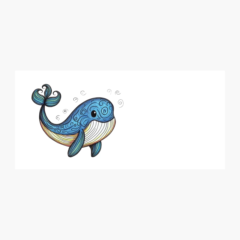 Cute Blue Whale Cartoon Illustration with Swirling Patterns Coffee Mug