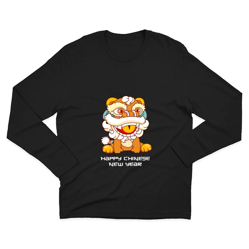Fröhliches Neujahr mit Löwentanz Herren Langarm T-Shirt