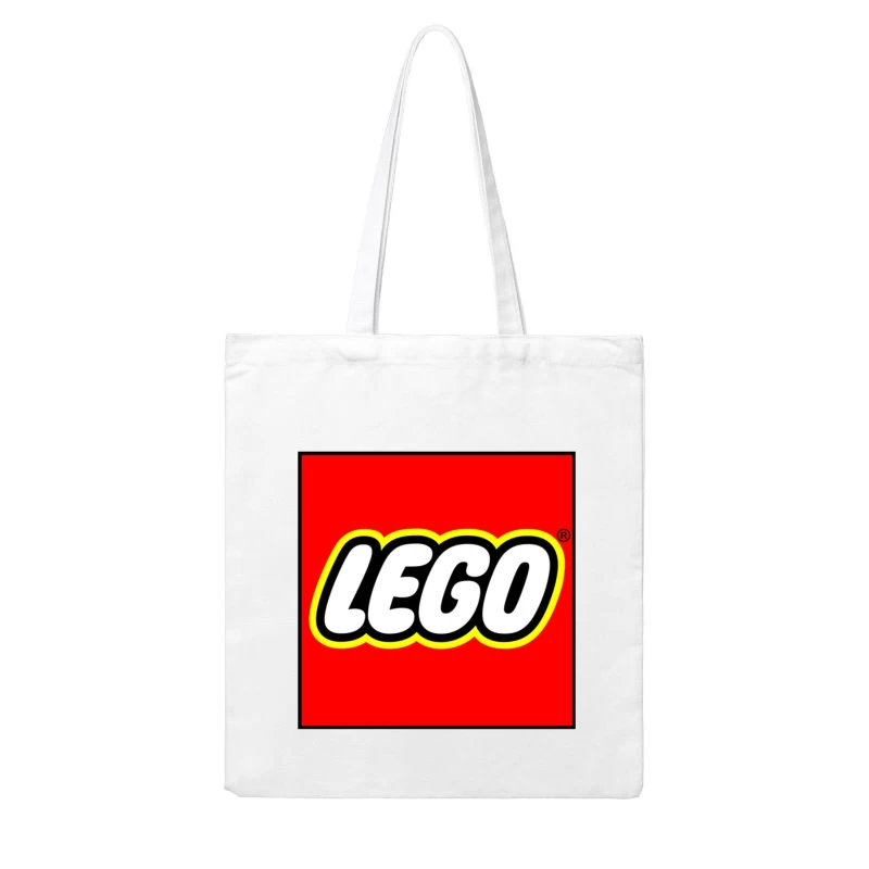 Classic LEGO Logo with Red Background and Yellow Border Cotton Tote Bag