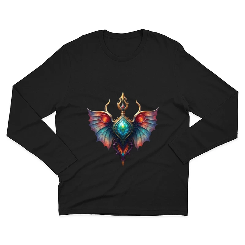 Mystical Dragon Wing Pendant with Turquoise Crystal Male Long Sleeve T-Shirt