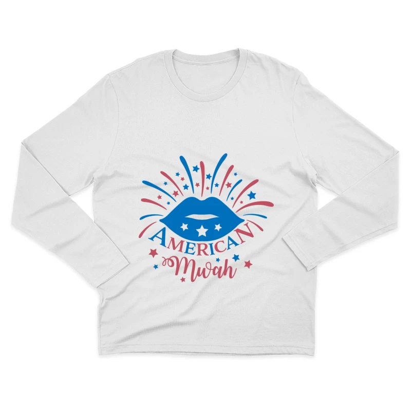 Design américain avec étoiles et lèvres Homme Manches Longues T-Shirt