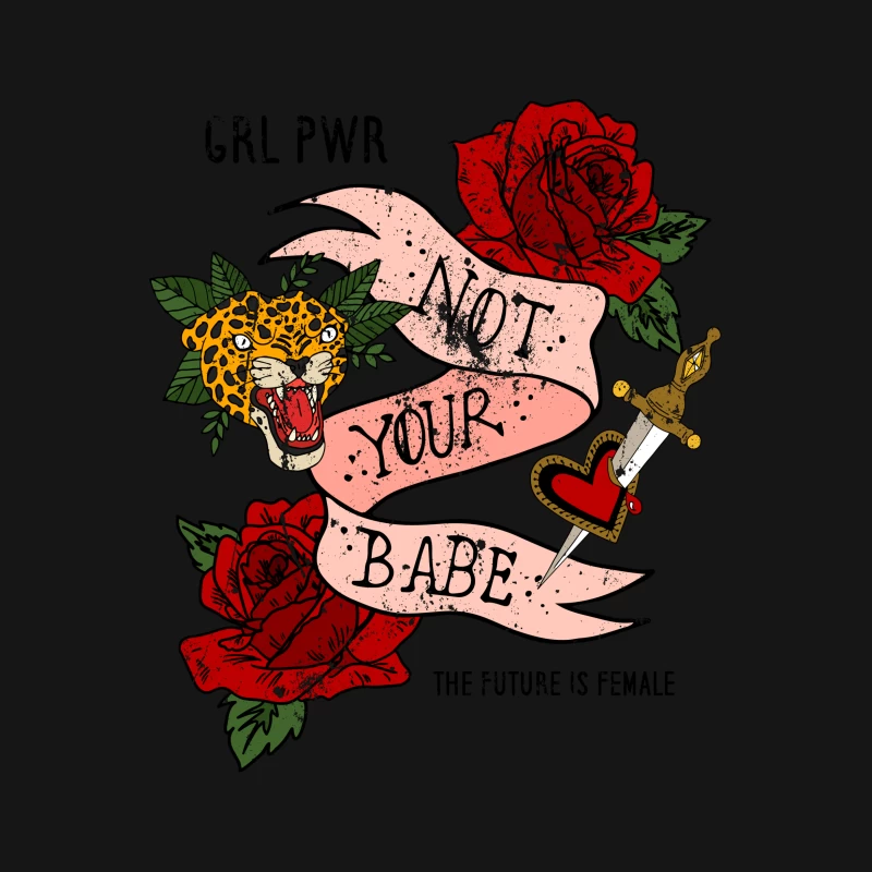 Tatouage d'art classique avec rose et léopard Femme T-Shirt