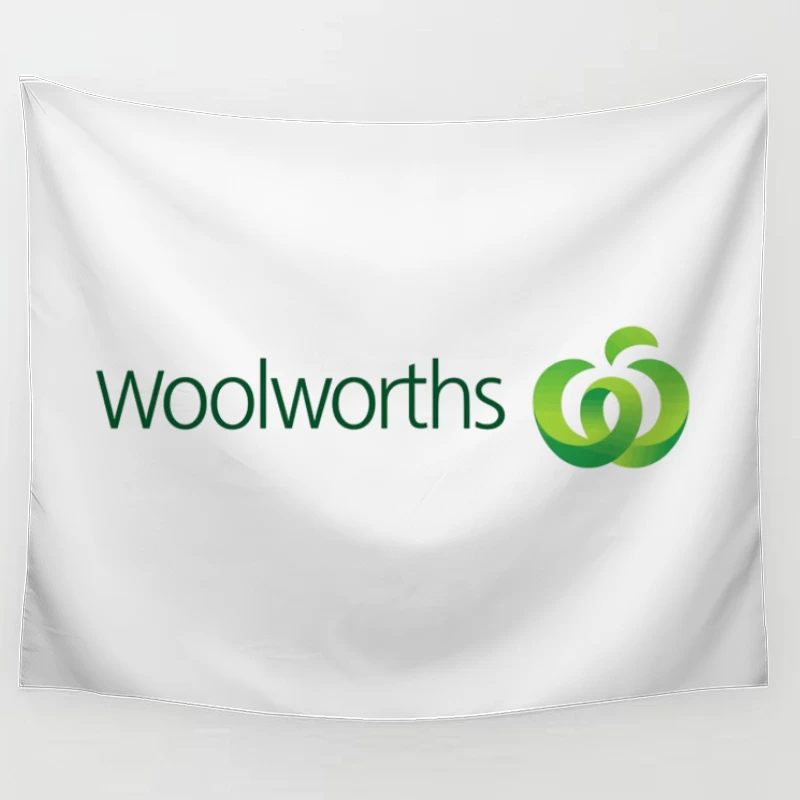 Woolworths Supermarket Chain Logo with Green Apple Design Tapestry