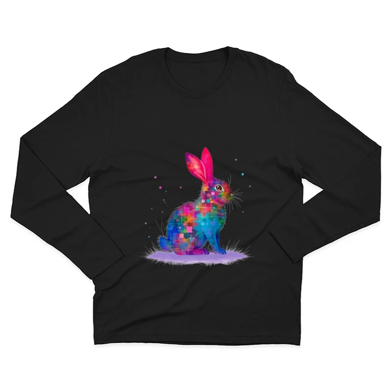 Vibrant Watercolor Geometric Rabbit Art Male Long Sleeve T-Shirt