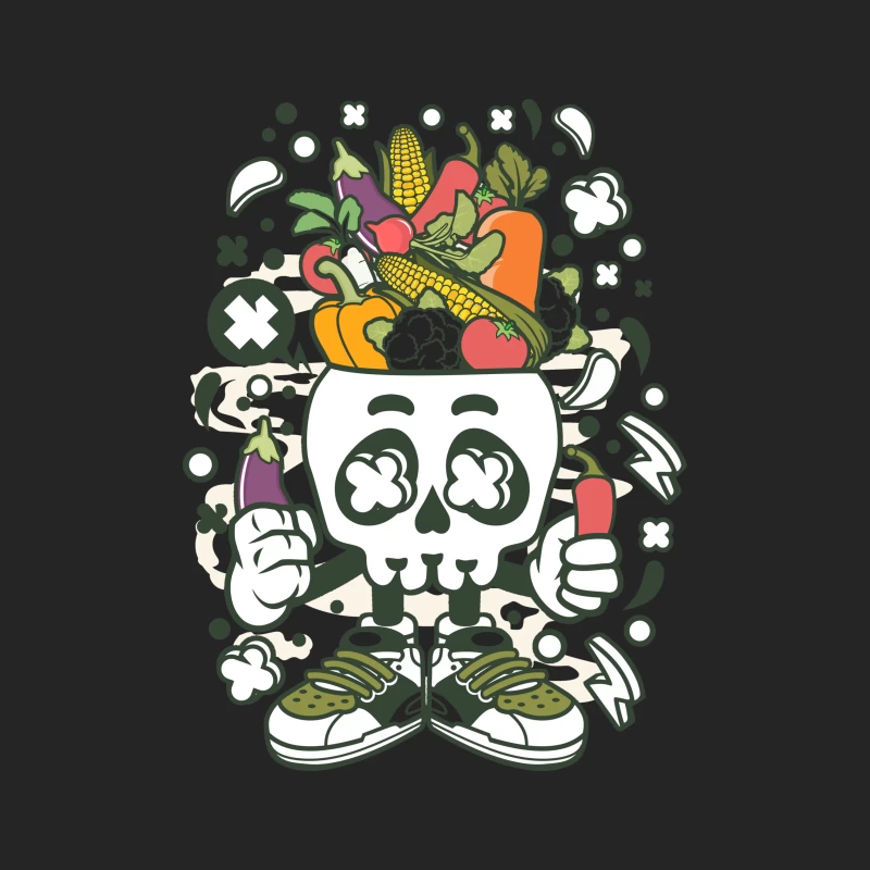 Crâne amusant avec légumes colorés Homme Sweat-shirt à enfiler