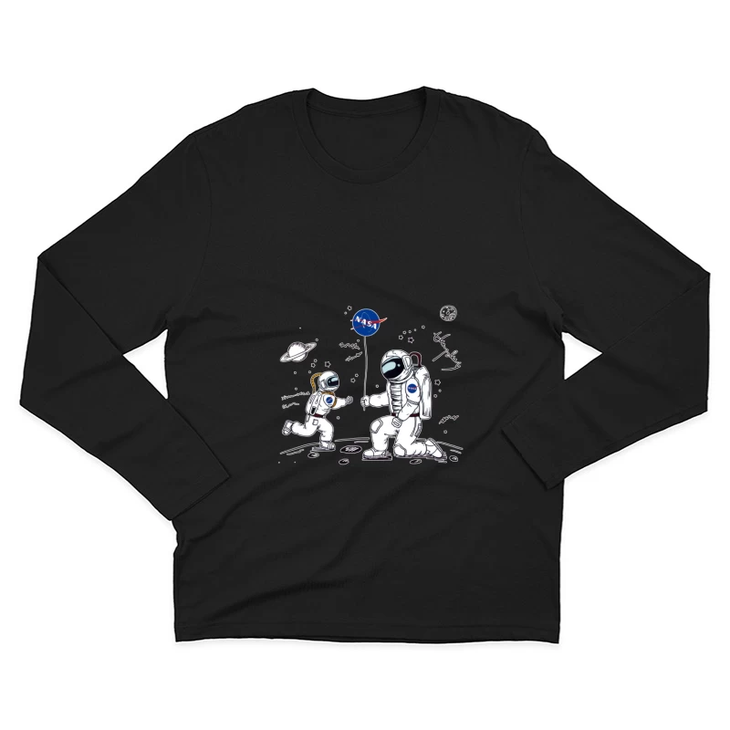 Astronauten mit NASA-Flagge auf dem Mond Herren Langarm T-Shirt