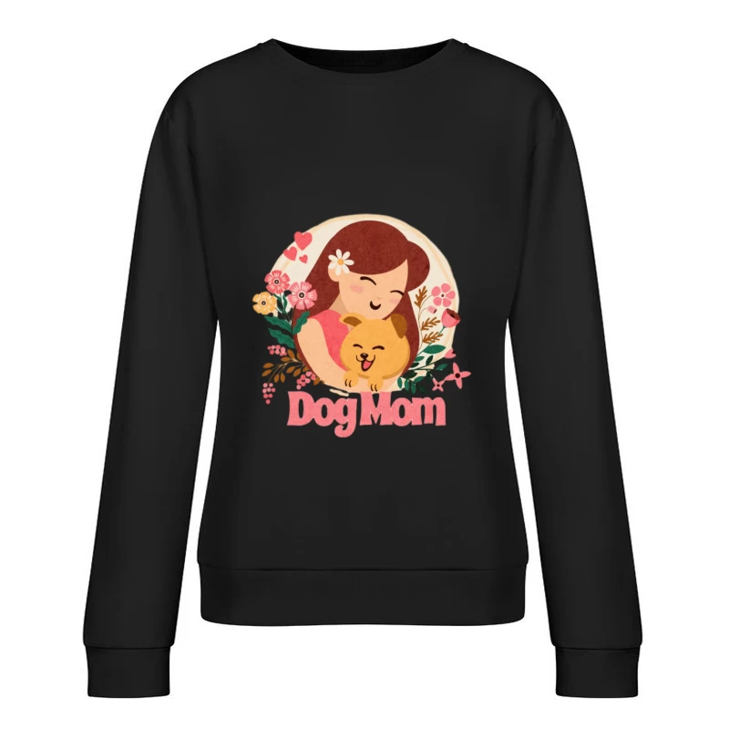 Illustration d'une maman chien avec des fleurs Femme Sweat-shirt à enfiler