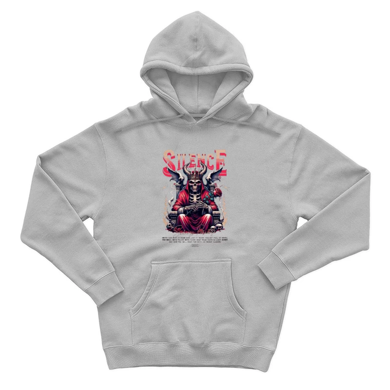 Gothic Skull King on Throne with Red Roses Male Pullover Hoodie