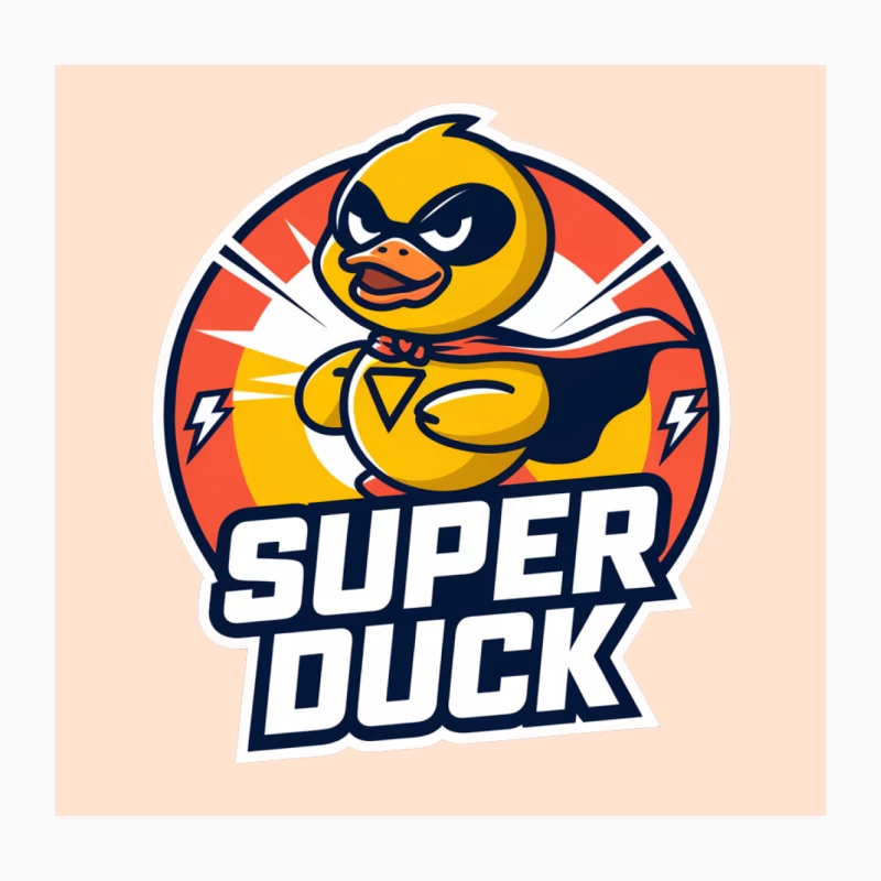 Superhero Duck Mascot Logo with Lightning Bolt Throw Pillow