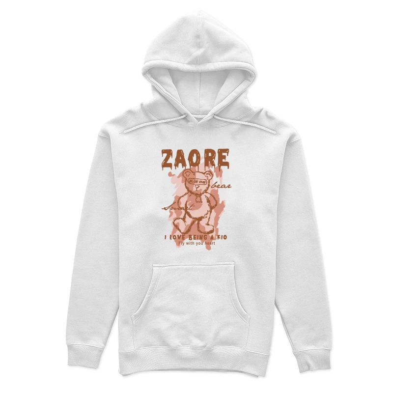 Cute Teddy Bear Illustration with Text Female Pullover Hoodie