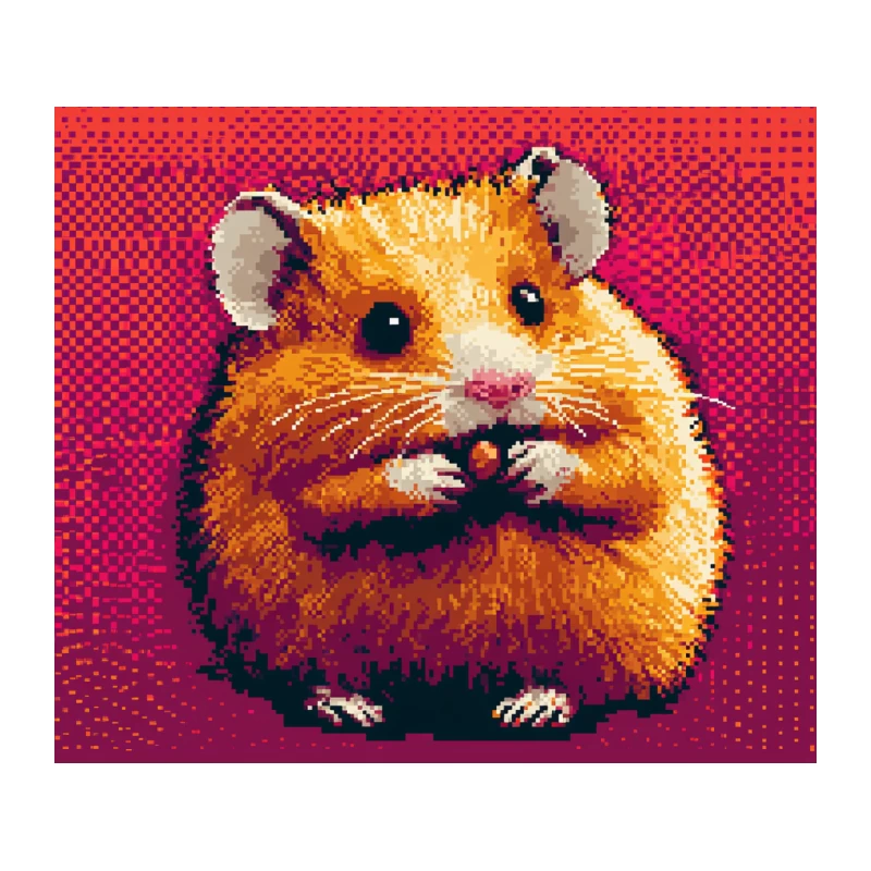 Adorable Pixel Art Hamster on Pink Background Tapestry