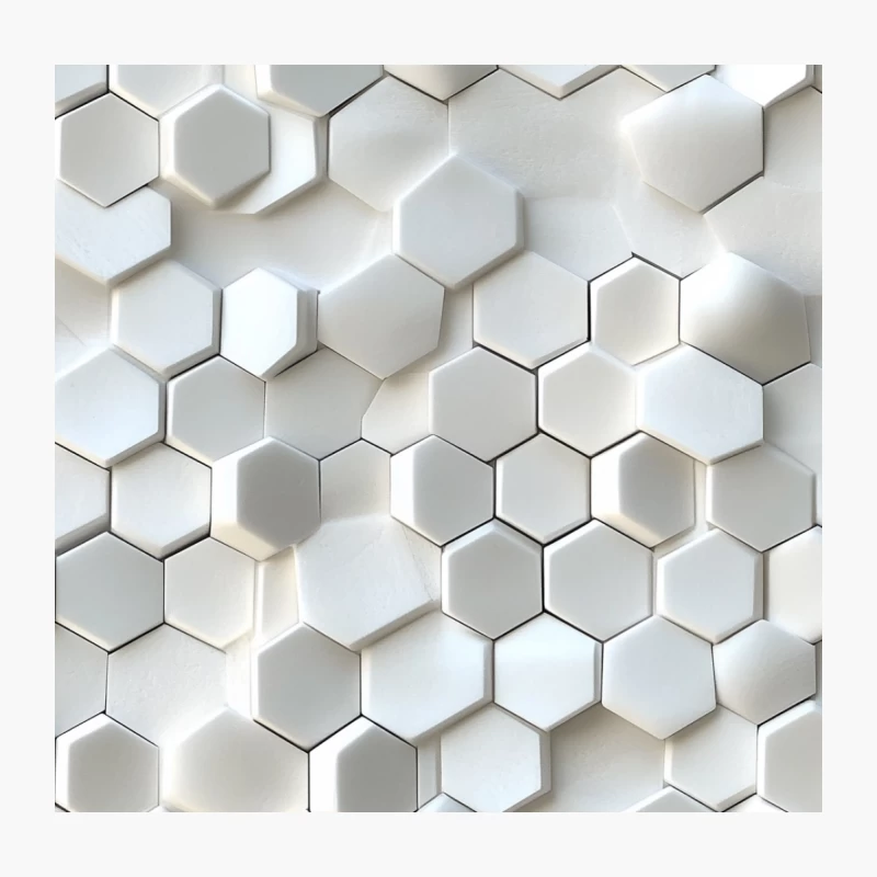 3D White Hexagonal Honeycomb Pattern Throw Pillow