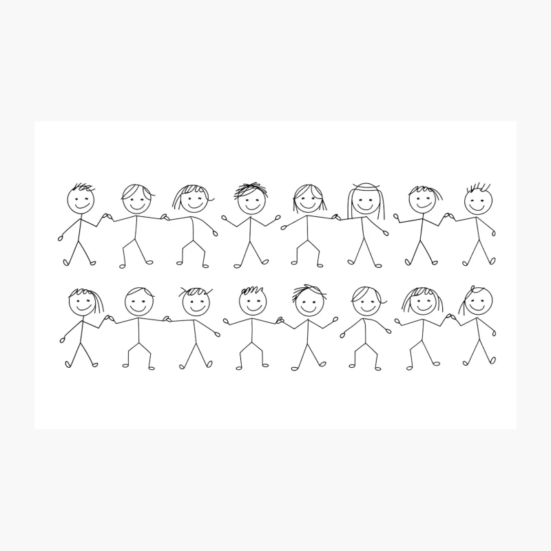 United Stick Figure Group: A Simple Drawing of Togetherness Travel Mug