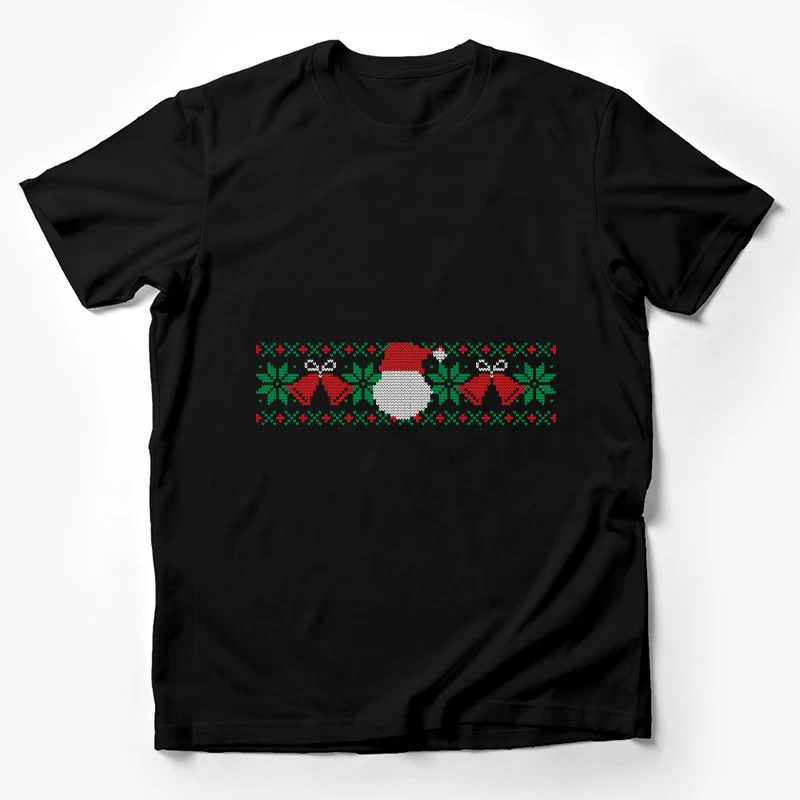 Motif de Noël au point de croix avec cloches et Père Noël Homme T-Shirt