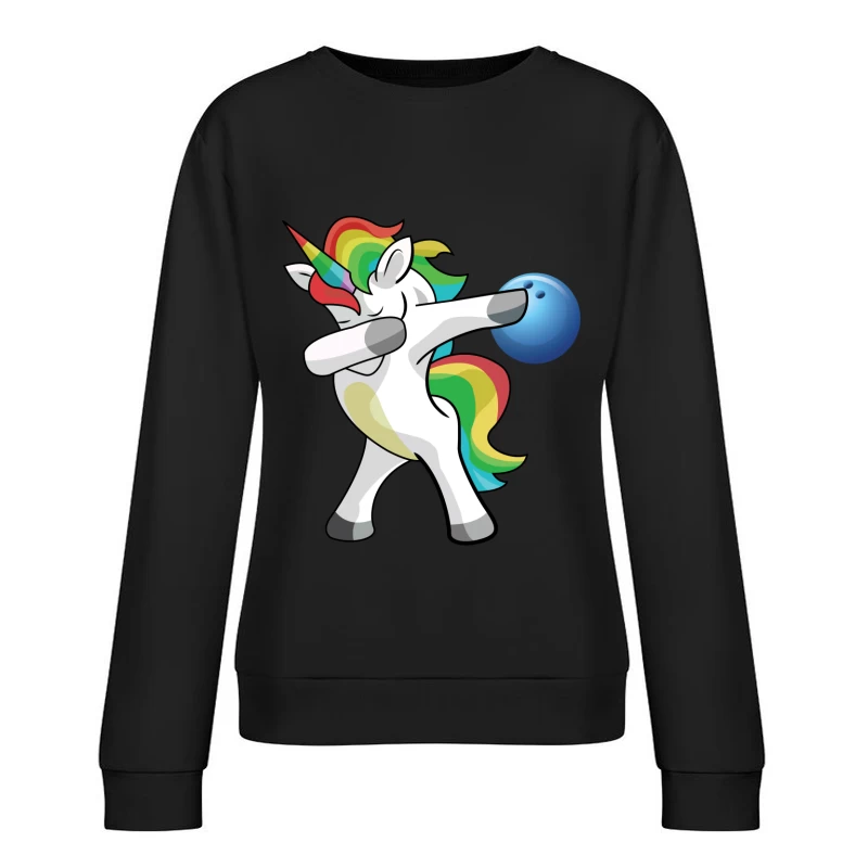 Licorne Dab avec Bowling Arc-en-ciel Femme Sweat-shirt à enfiler