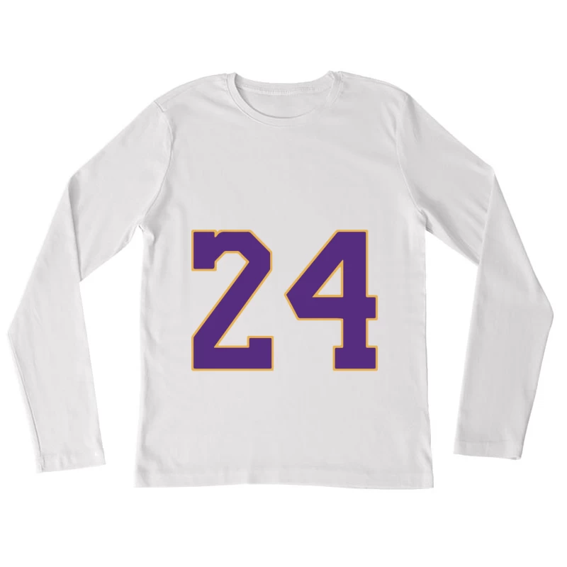 Violette Zahl 24 mit Gelbem Rand Damen Langarm T-Shirt