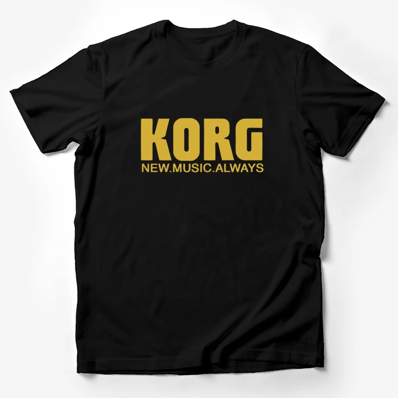 Korg Music Equipment Brand Logo in Yellow Male T-Shirt