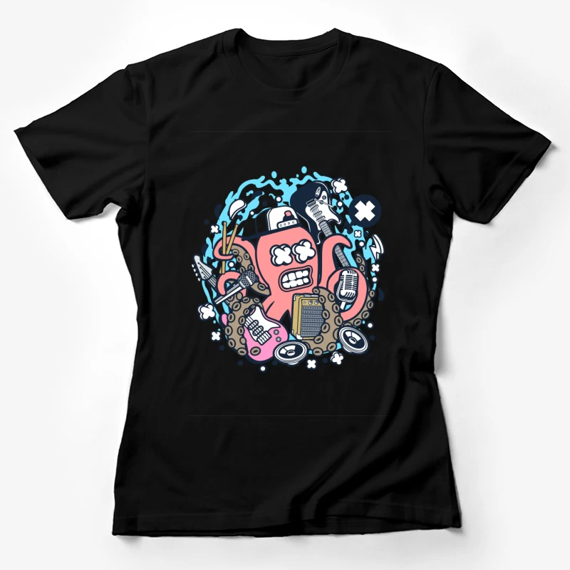 Pieuvre musicale avec instruments Femme T-Shirt
