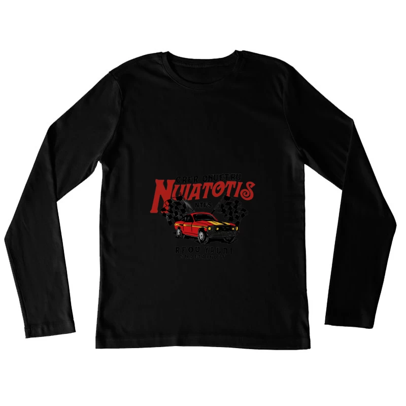 Klassisches Auto mit Rennflaggen Damen Langarm T-Shirt