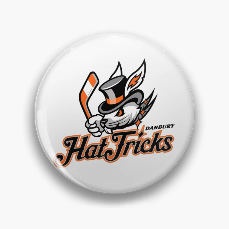 Danbury Hat Tricks Hockey Team Logo with Rabbit Mascot Pin