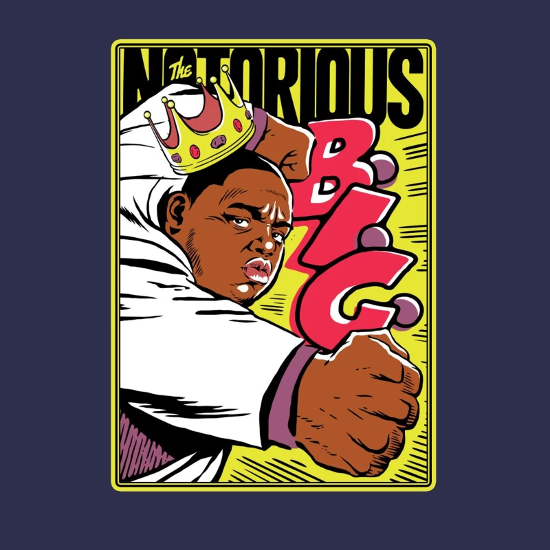 Notorious Hip-Hop Comic Style Illustration with Crown Male Long Sleeve T-Shirt