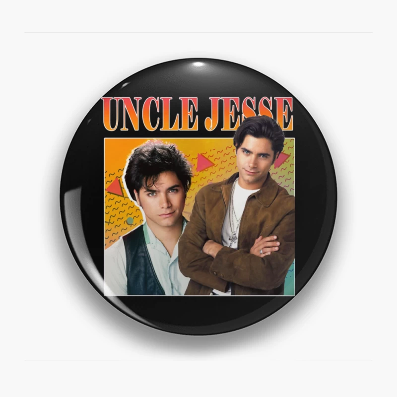 Retro TV Poster of Uncle Jesse from Full House 90s Series Pin