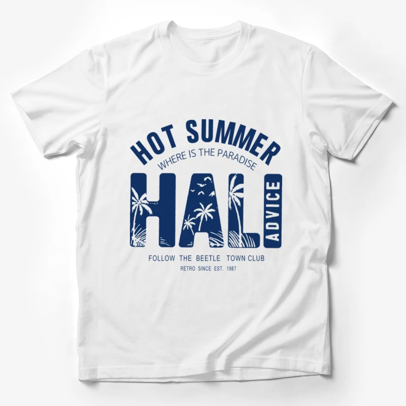 Heißer Sommerparadies-Grafik mit Retro-Stil Herren T-Shirt