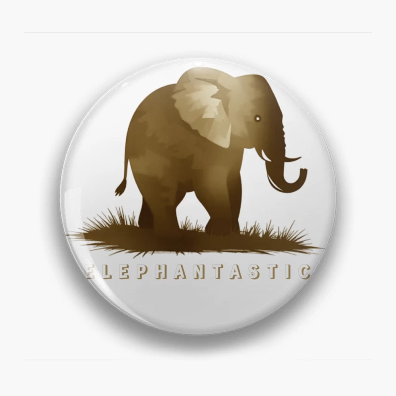 Elephantastic - Vintage Elephant Silhouette Illustration with Typography Pin