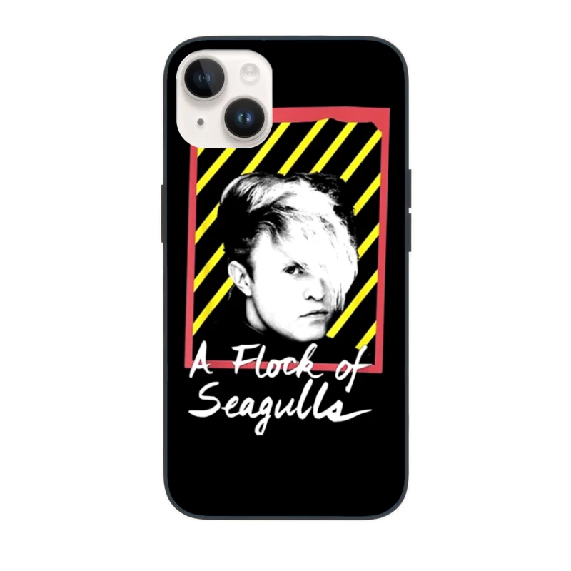 New Wave 80s Album Art with Striped Background iPhone Case