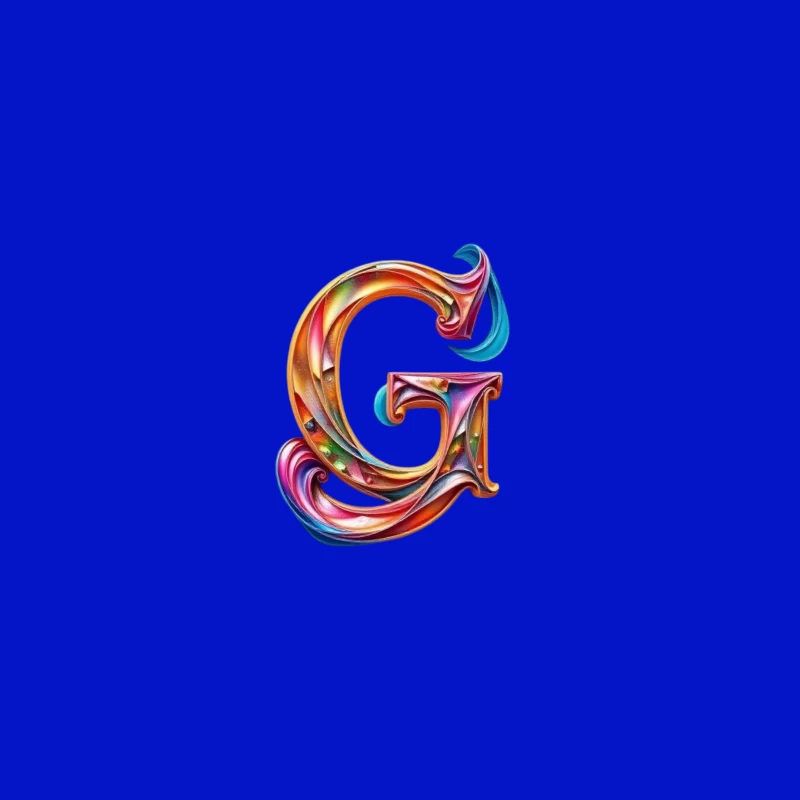 Colorful 3D Typography: Decorative Letter G with Swirling Gradient Pattern Travel Mug