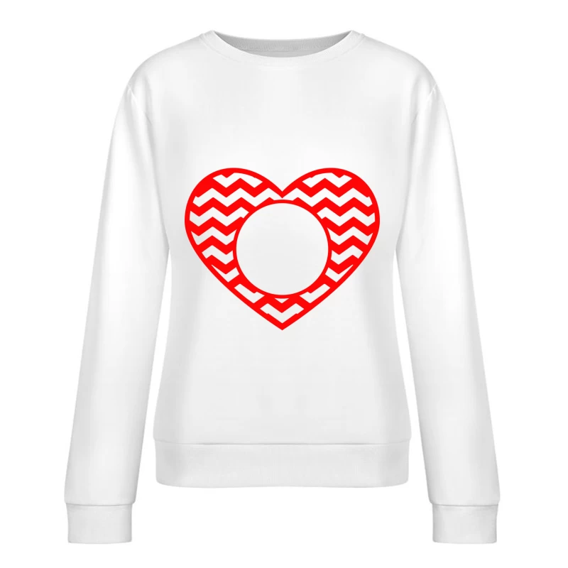 Cœur à zigzag rouge avec cercle Femme Sweat-shirt à enfiler