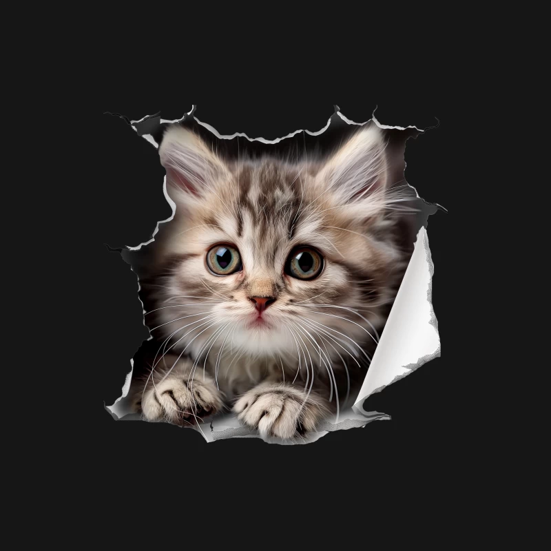 Süßes Kätzchen im Papier Herren Langarm T-Shirt